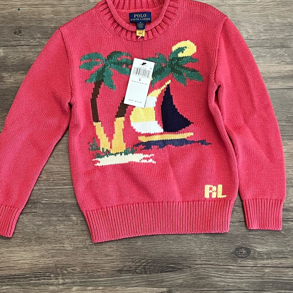 Polo Ralph Lauren Boys Nantucket Red Sailboat Cotton Sweater